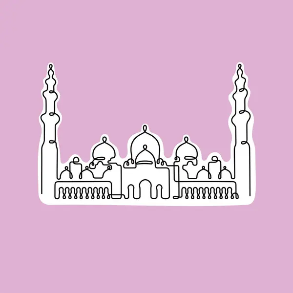 シェイク ザイード グランド モスク アブダビ連続線ベクター図 — ストックベクタ