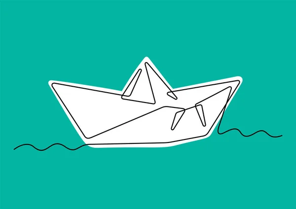 Papel Barco Línea Continua Colorido Vector Ilustración Vectores de stock libres de derechos