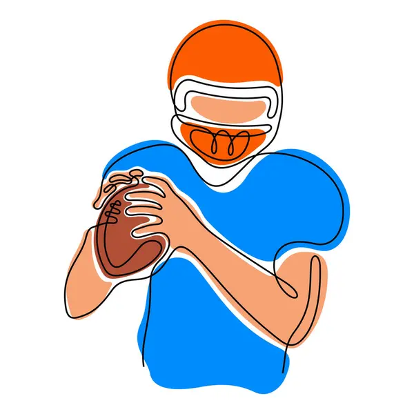 Непрерывная Цветная Векторная Иллюстрация Американского Футболиста Лицензионные Стоковые Векторы