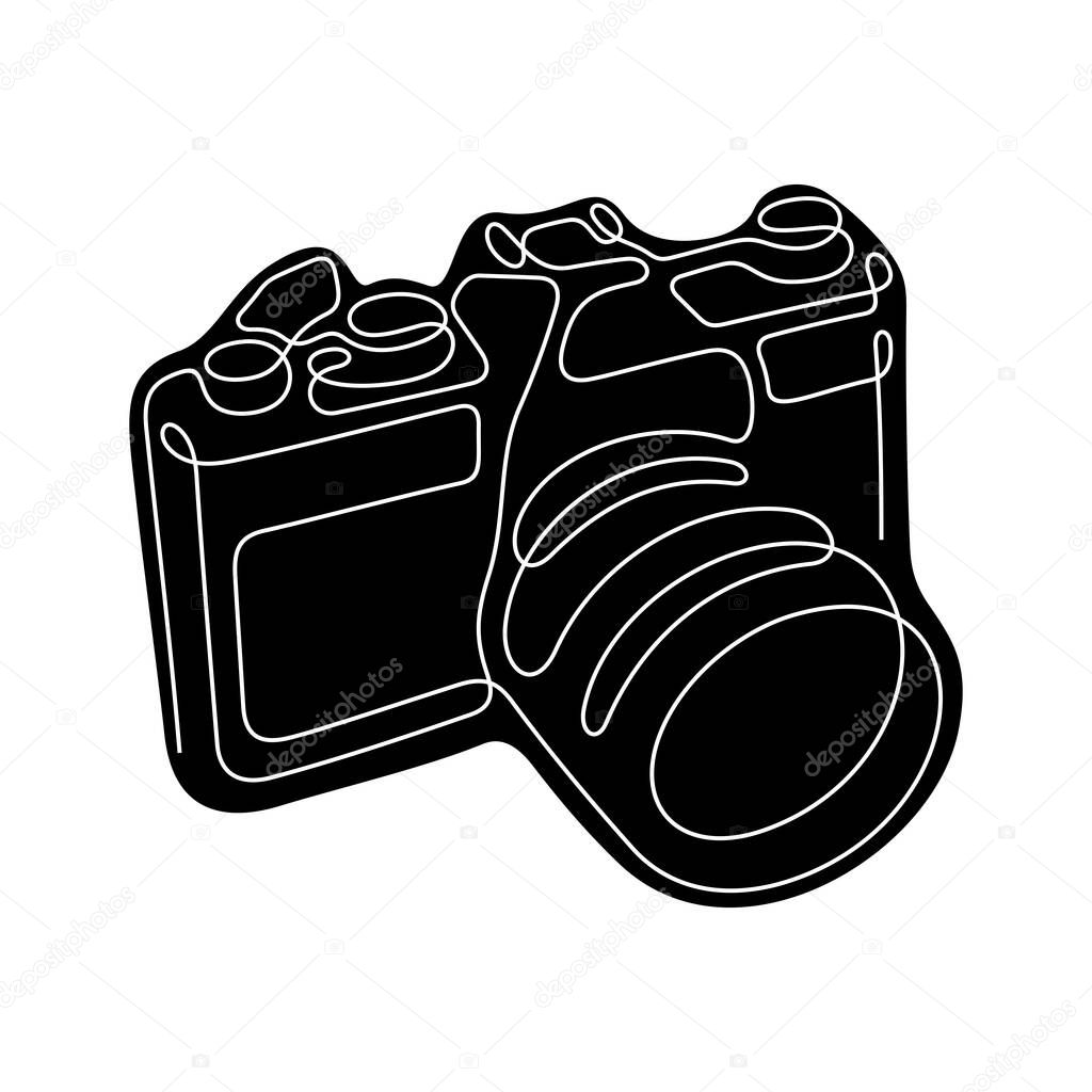 Camera continuous line vector illustration