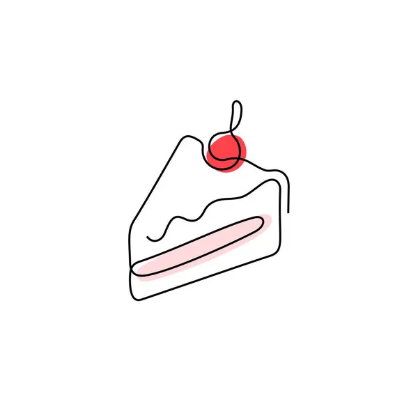 Cake Continuous Line Icon Vector Illustration — Stock Vector