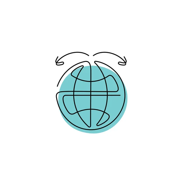 Globe Šipky Koncept Distribuce Jedna Ikona Řádku Vektorová Ilustrace — Stockový vektor