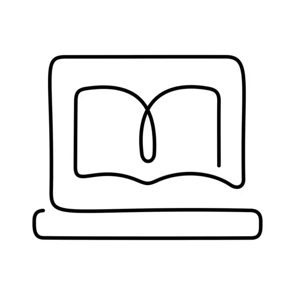 Онлайн Книга Learning Иконка Вектора Одной Строки Векторная Иллюстрация — стоковый вектор