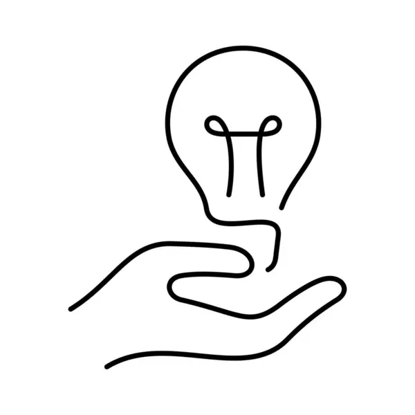 Χέρι Κρατώντας Λαμπτήρα Μία Γραμμή Διάνυσμα Εικονίδιο Εικονογράφηση Διανύσματος — Διανυσματικό Αρχείο