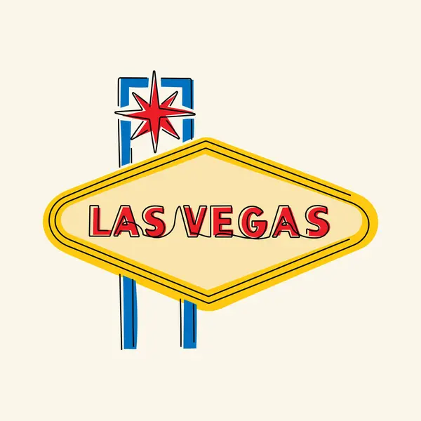 Las Vegas Signo Retro Una Línea Ilustración Vector Artístico — Archivo Imágenes Vectoriales