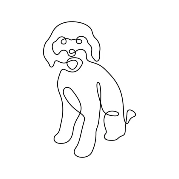 Roztomilý Přátelský Pes Jeden Řádek Vektorové Ilustrace Stock Ilustrace