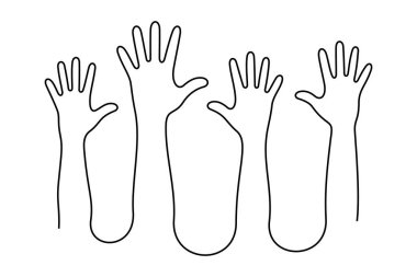 Kaldırılmış eller bir çizgi çizimi