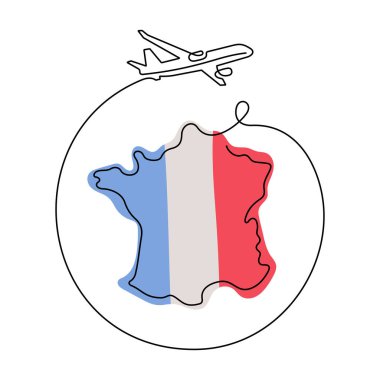 Fransa haritası ve uçak çizimi