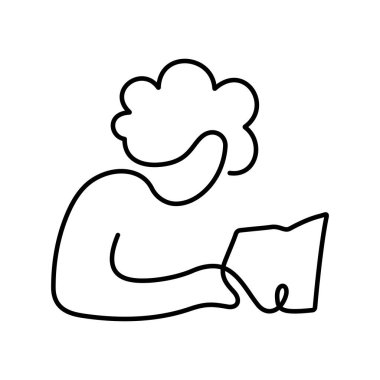 Bir satır ikonu okuyan kişi