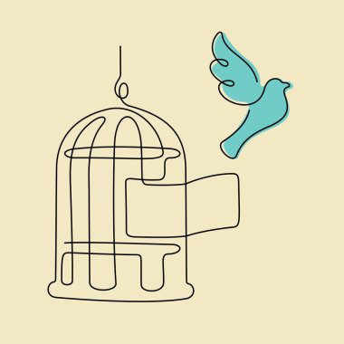 Kuş bir çizgi çiziminden serbest bırakıldı.