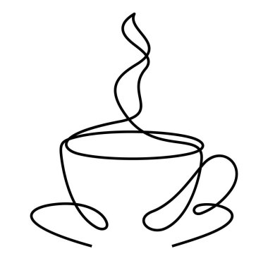 Kahve fincanı bir çizgi çizim