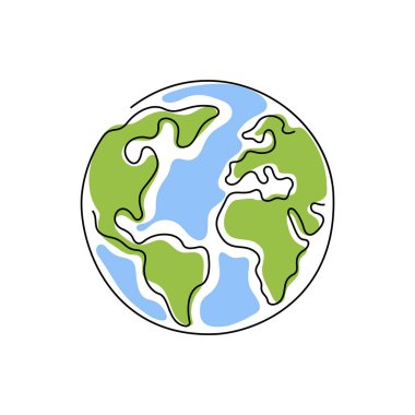 Dünya Gezegeni bir çizgi çizimi