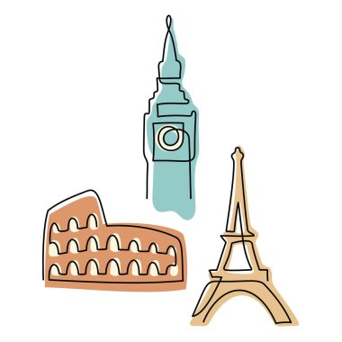 Kolezyum, Büyük Ben ve Eyfel Kulesi.