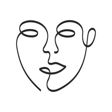 Kadın soyut bir çizim ile karşı karşıya