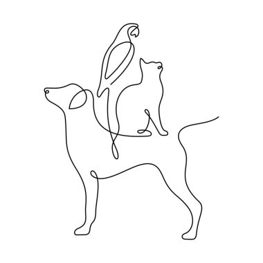 Evcil hayvanlar tek satır illüstrasyon