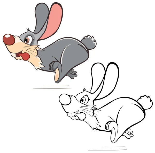 Illustrazione Vettoriale Coniglio Carino Cartoon Character Libro Colorare — Vettoriale Stock