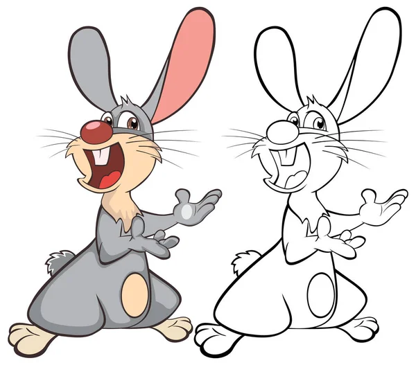 Illustrazione Vettoriale Coniglio Carino Cartoon Character Libro Colorare — Vettoriale Stock