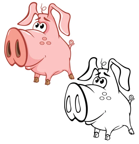 Illustration Vectorielle Cochon Personnage Bande Dessinée Mignon Pour Vous Conception — Image vectorielle