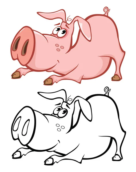 Vector Illustration Cute Cartoon Character Pig You Design Computer Game — Stock Vector
