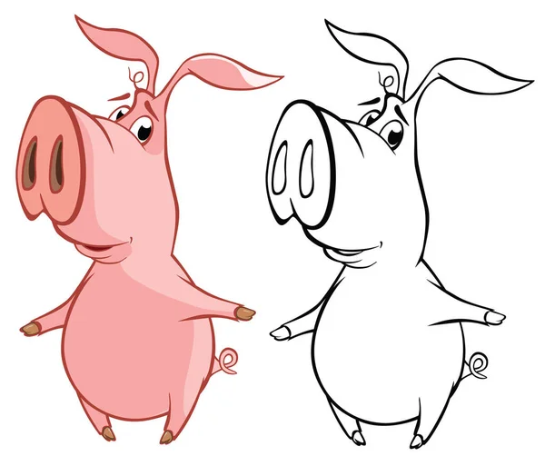 Illustration Vectorielle Cochon Personnage Bande Dessinée Mignon Pour Vous Conception — Image vectorielle
