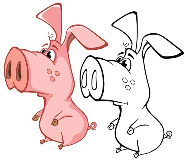 Vector Illustration Cute Cartoon Character Pig Your Design Computer Game — 스톡 벡터