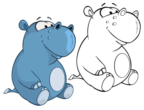 Illustration Vectorielle Hippo Personnage Bande Dessinée Mignon Pour Vous Conception — Image vectorielle