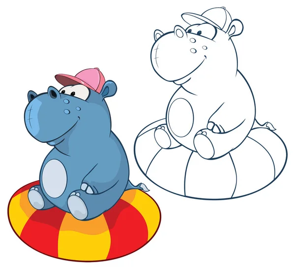 Ilustração Vetorial Personagem Bonito Dos Desenhos Animados Hippo Para Você — Vetor de Stock