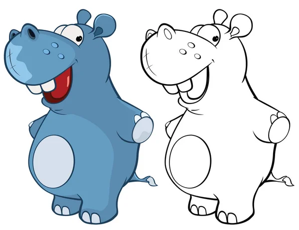 Ilustração Vetorial Personagem Bonito Dos Desenhos Animados Hippo Para Você — Vetor de Stock