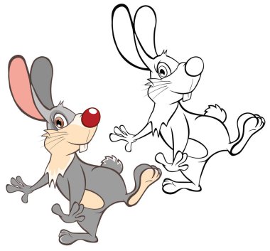 Vector Illustration of a Cute Rabbit . Cartoon Character. Coloring Book