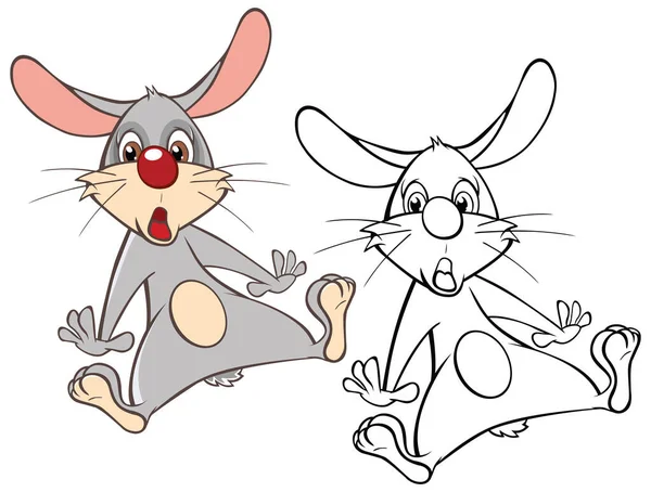 Vector Illustration Cute Rabbit Cartoon Character Coloring Book — Vettoriale Stock