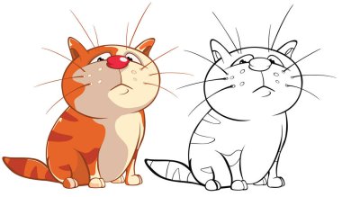 Şirin Kedi 'nin Vektör İllüstrasyonu. Çizgi film karakteri. Renk Kitabı