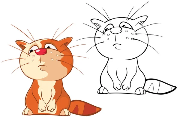 Εικονογράφηση Διάνυσμα Μιας Χαριτωμένης Γάτας Χαρακτήρας Κινουμένων Σχεδίων Βιβλίο Χρωματισμού — Διανυσματικό Αρχείο
