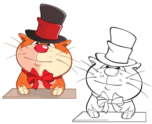 Vector Illustration Cute Cat Cartoon Character Coloring Book — Stock Vector