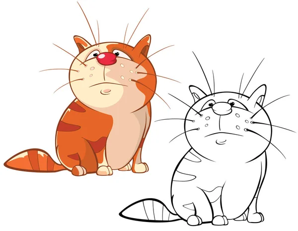 Vektorillustration Einer Niedlichen Katze Zeichentrickfigur Malbuch — Stockvektor