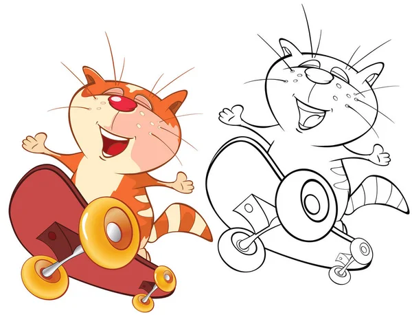 Ilustración Vectorial Gato Lindo Personaje Dibujos Animados Libro Para Colorear — Archivo Imágenes Vectoriales