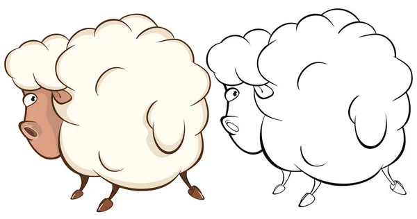 Vektorillustration Eines Niedlichen Schafes Zeichentrickfigur Malbuch — Stockvektor