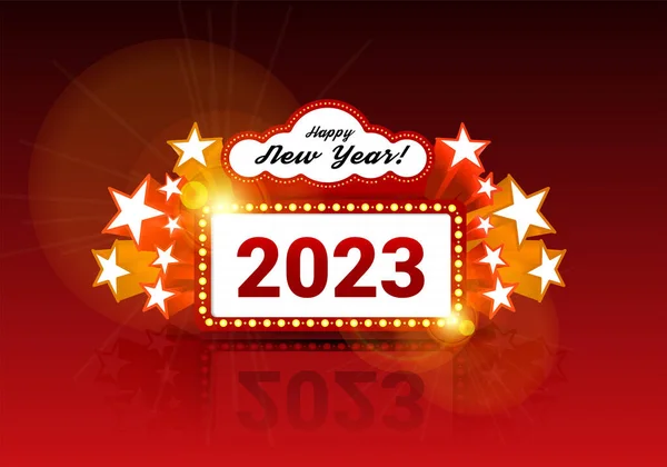 Grattis Till Det Nya Året 2023 Marquee Stil Vektor Illustration — Stock vektor