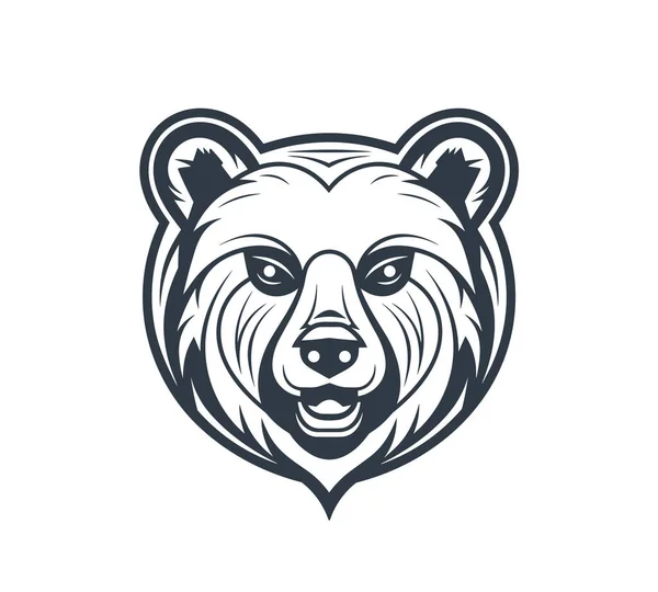 Oso Símbolo Emblema Logotipo Blanco Ilustración Vectorial Aislada Sobre Fondo — Archivo Imágenes Vectoriales