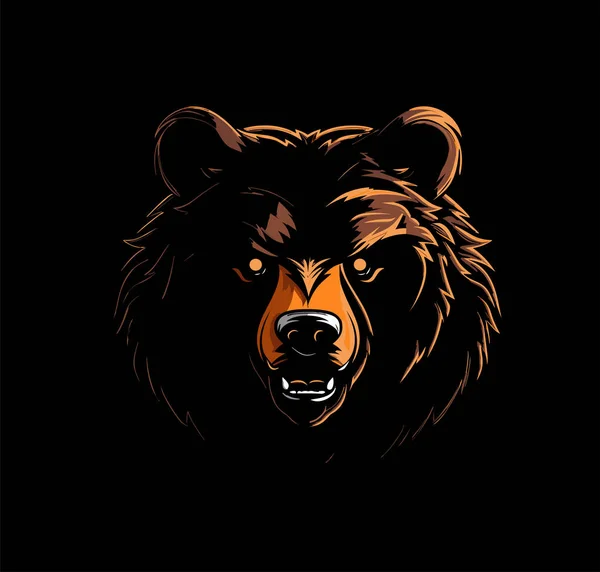Символ Ведмедя Емблема Порожній Логотип Векторні Ілюстрації Ізольовані Чорному Фоні — стоковий вектор