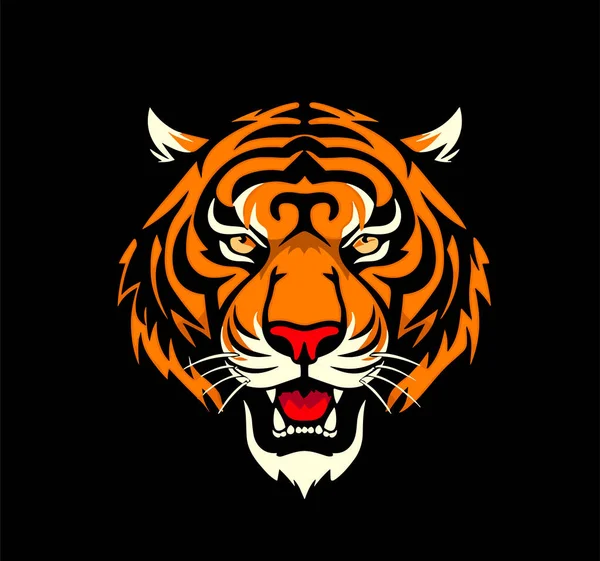 Symbol Tygrysa Godło Logo Puste Ilustracja Wektora Izolowana Czarnym Tle — Wektor stockowy