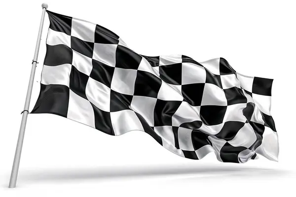 Checkered Flag Racing Start Finish Concept Isolated White Background — Stock Photo, Image