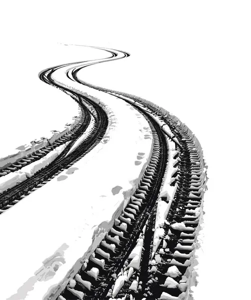 Tire Tracks Vector Illustration Isolated White Background Snow Background — Stock Vector