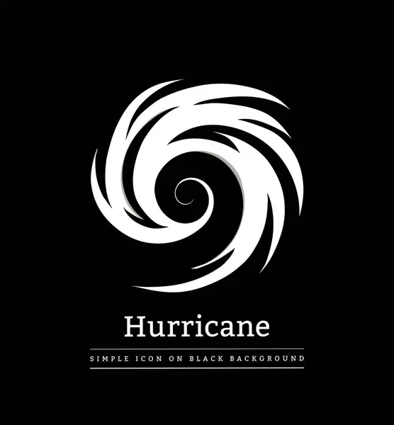 Hurrikan Logo Auf Schwarzem Hintergrund Einfache Spirale Naturphänomen Logo Vektorillustration — Stockvektor