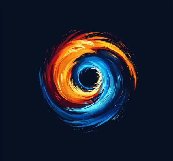 Spiral Logo Fire Water Vector Illustration Black Background — Stock Vector