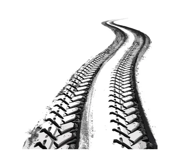 Tire Tracks Vector Illustration Isolated White Background — Stock Vector
