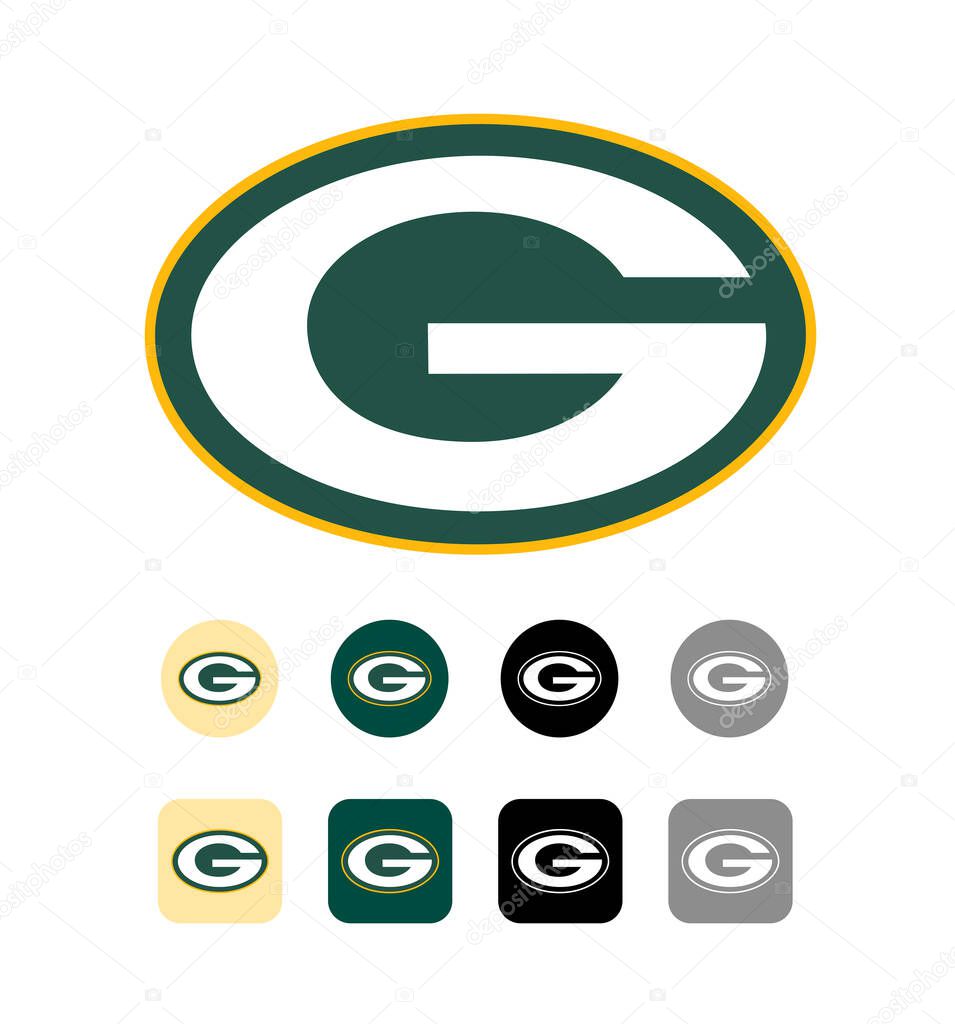 Green bay packers vector editorial logo on white baclground