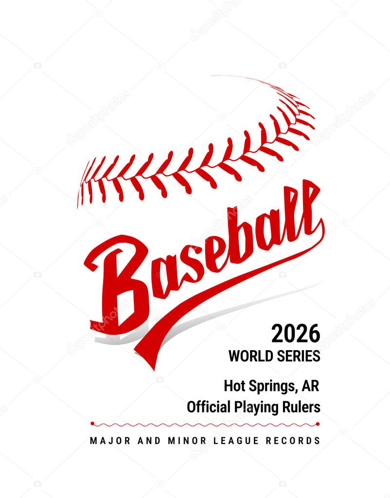 Red and white design promoting the World Series in Hot Springs, Arkansas. Vector illustration on white background