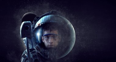 Astronot ve uzay keşfi teması. Karışık ortam