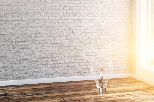 Businessman Shiny Light Idea Innovation Concept Mixed Media — Stock Photo, Image