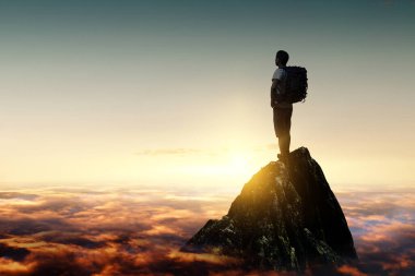 Genç gezgin dünya konseptini keşfediyor. Karışık ortam